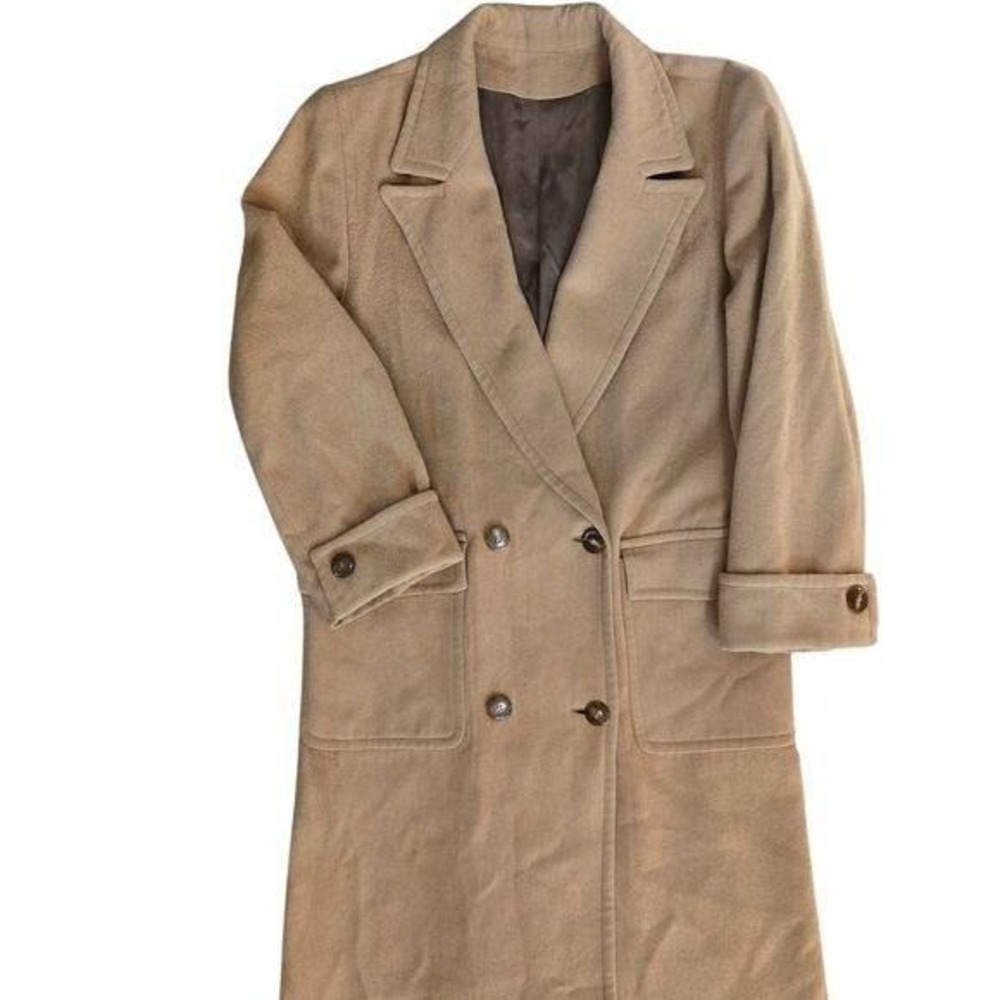 Vtg 60s Camel Hair Double Breasted Womens L Coat Old Money - Picture 2 of 16